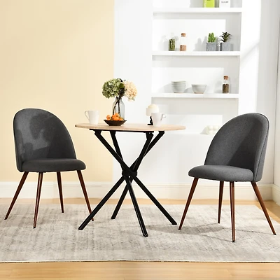 Homy Casa 3-Piece Dining Set with 31.5 inch Faux Dark Brown Table 2 Chairs for Breakfast Nook, Grey Fabric