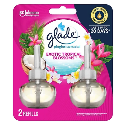 Glade Branchées® Huile parfumée Recharge, Fleurs tropicales exotiques deux recharges