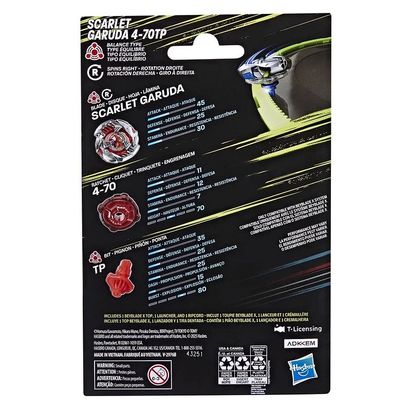 Beyblade X Scarlet Garuda 4-70TP BX Starter Pack Top and Launcher
