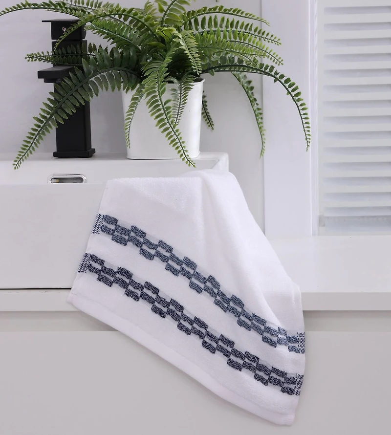 Ensemble de serviettes de luxe Chaps – paquet de 4, bleu marine, 12 po x 12 po