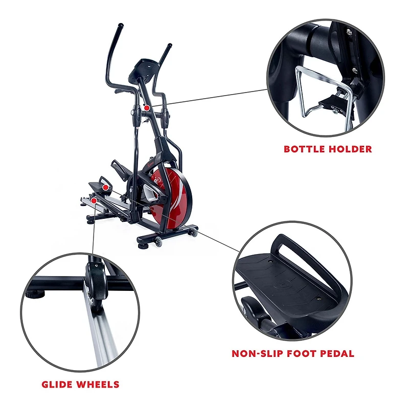 Exerciseur Elliptique Magnétique Sunny Health & Fitness avec Moniteur LCD et Moniteur de Fréquence Cardiaque - Stride Zone - SF-E3865