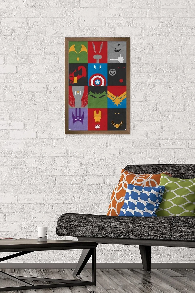 Marvel Comics - Avengers - Minimalist Grid Wall Poster, 14.725" x 22.375" Framed