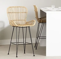 Meubles South Shore Balka Lot de 2 tabourets en rotin avec accoudoirs Rotin et noir