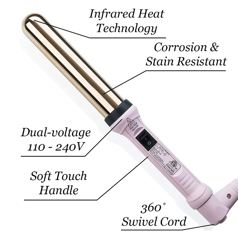 L'ange Hair Ondulé Titanium 1-Inch Curling Wand | Salon Hair Styling Wand for Beach Waves