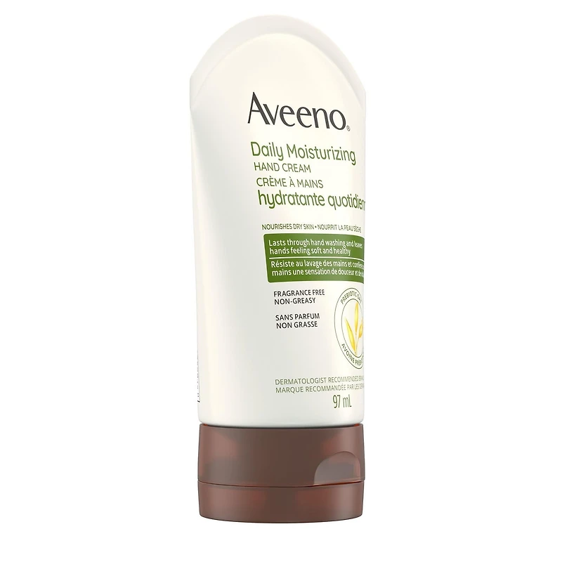 Aveeno Daily Moisturizing Hand Cream, Dry Skin Hand Lotion, Non-GMO Oat Moisturizer, Paraben Free, Fragrance Free, 97 mL