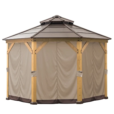 SUNJOY Rideau pour Gazebo Extérieur de 4 m x 4 m