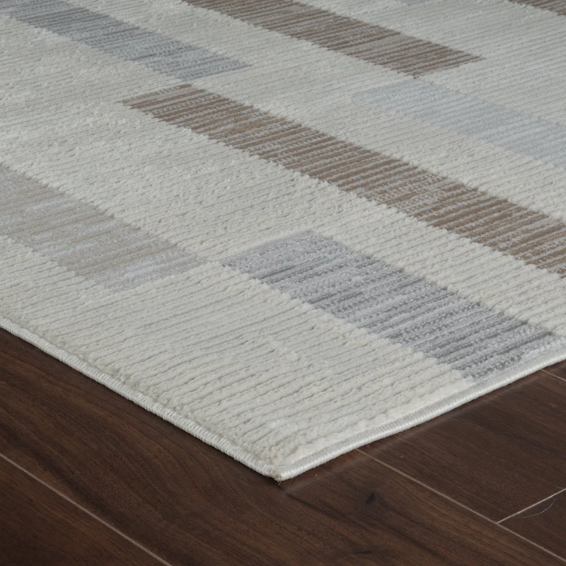 Tapis d'interieur abstrait Rug Branch Nomad, beige marron, moderne - Salon, chambre, salle a manger et cuisine