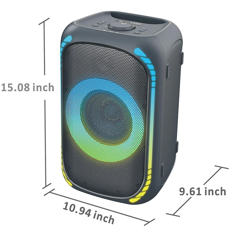Haut-parleur de fête sans fil Bluetooth avec éclairage multicolore à DEL onn. 20 Heures de lecture