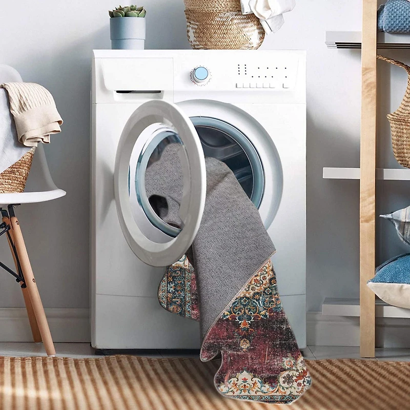 Tapis d'appoint lavable Bryant 3 pi x 5 pi ivoire et bordeaux