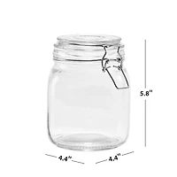 Mainstays Kitchen Storage 38-Ounce Clear Glass Lock Lid Jar, Airtight seal Volume-4.2cups/1L