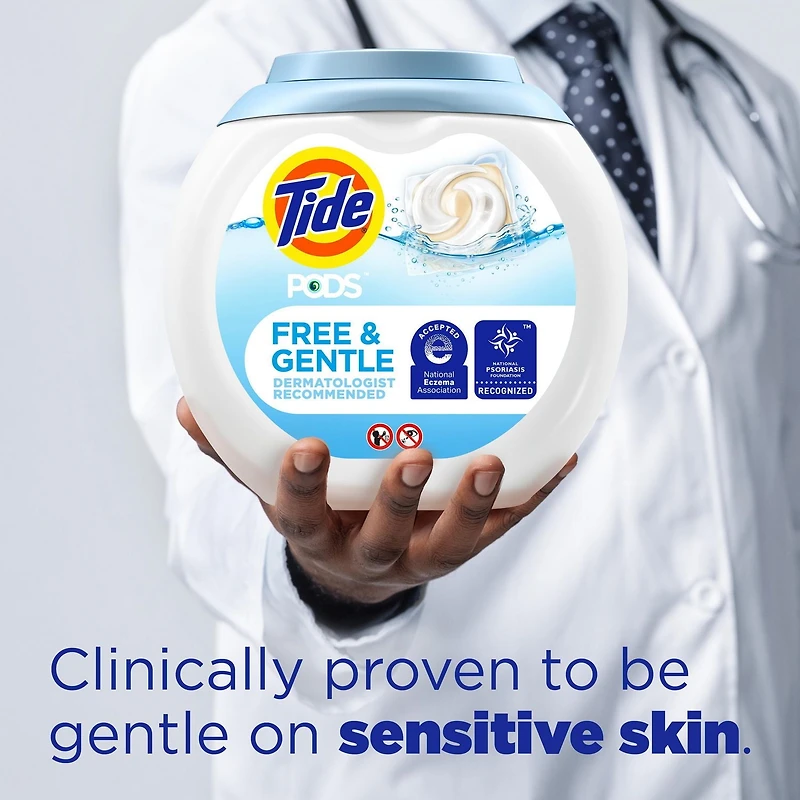 Tide PODS Free & Gentle Liquid Laundry Detergent Pacs, HE Compatible and Coldwater Clean, 112CT