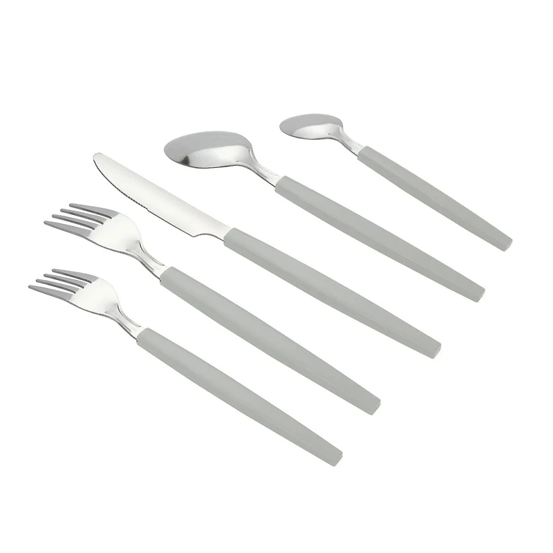 Mainstays 48 Piece Stainless Steel and Plastic Flatware Set with Tray, Gray, Service for 8