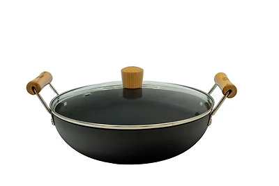Verka Anodised Iron Wok (Karahi) 28cm Two Ear w/Lid, Endless range of dishes