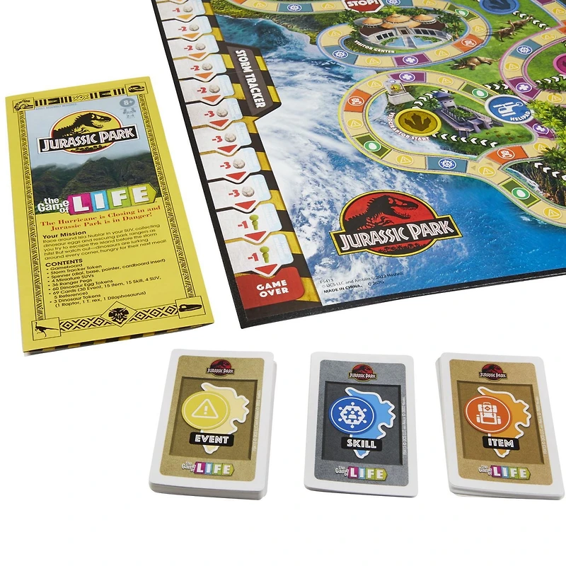 The Game of Life Jurassic Park Edition Game, Family Board Game for Kids Ages 8 and Up, Inspired by the Original Hit Movie