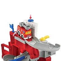 VTech Tut Tut Bolides Super caserne de pompiers interactive - Jeu de pistes et 4 pièces de jeu - Version anglaise 1.5+ Ans