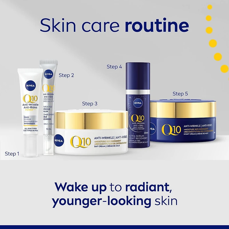 NIVEA Q10 Anti-Wrinkle Night Repair Ultra Serum Night Recovery | Anti-wrinkle night serum with pro-vitamin B5, 30 mL