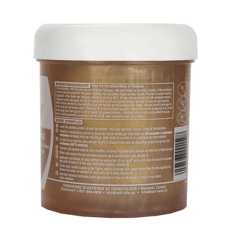 Epil-Vite Satin Cire Sucre Miel et Cacao - 600 g Cire au sucre miel et de cacao.