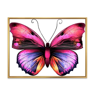 Designart Bright Pink Butterfly Portrait FLOAT FRAME WALL ART