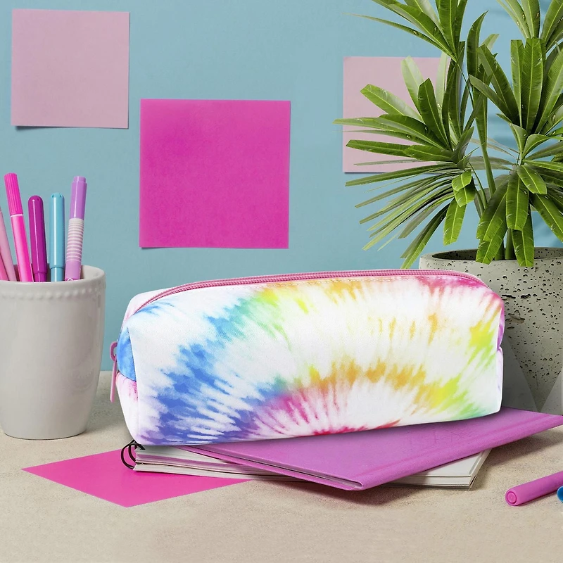 Pen + Gear Tie Dye Print EVA Pencil Pouch in Pastel Rainbow Colours