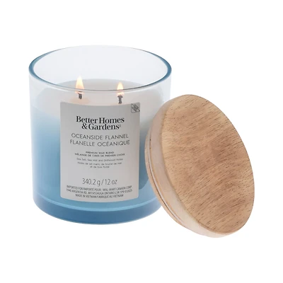 Better Homes & Gardens Scented 2-wick 12 oz. Parrafin Wax Ombre Jar Candle, Oceanside Flannel, Parrafin Wax Blend