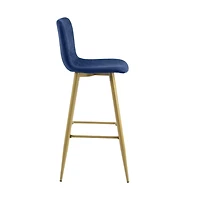 Homylin Modern Counter Height Bar Stools Set of 2, 30" Upholstered Bar Chairs Dining Stool with Backs, Golden Legs and Footrest for Home Bar Kitchen Island