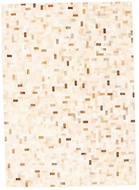 ECARPETGALLERY 5'5" x 7'8" Contemporary Cowhide Patchwork Handmade Area Rug for Living Room, Dining Room and Bedroom in Ivory