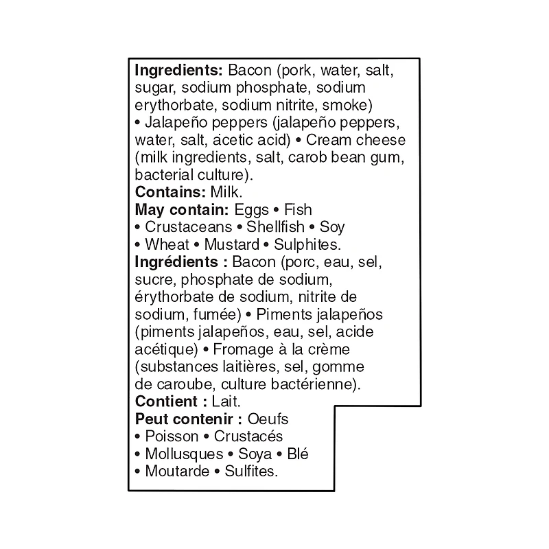 Piments jalapeños farcis barbés de bacon Notre Excellence 15 pièces, 340 g