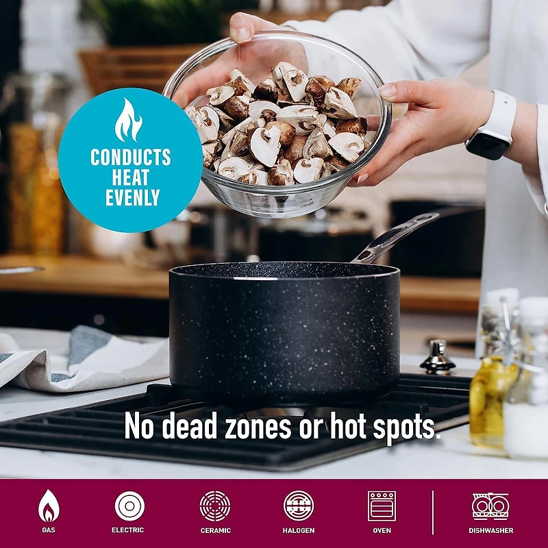 Granitestone Lot de 13 casseroles et poêles antiadhésives, ustensiles de cuisine, casseroles et poêles antiadhésives anodisées dures avec couvercles, passent au lave-vaisselle