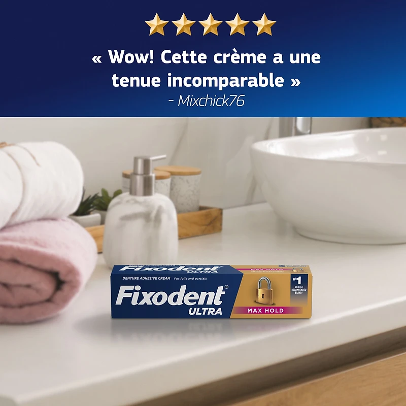 Adhésif sûr pour prothèses Fixodent Ultra Tenue maximale 62 g, paquet de 2