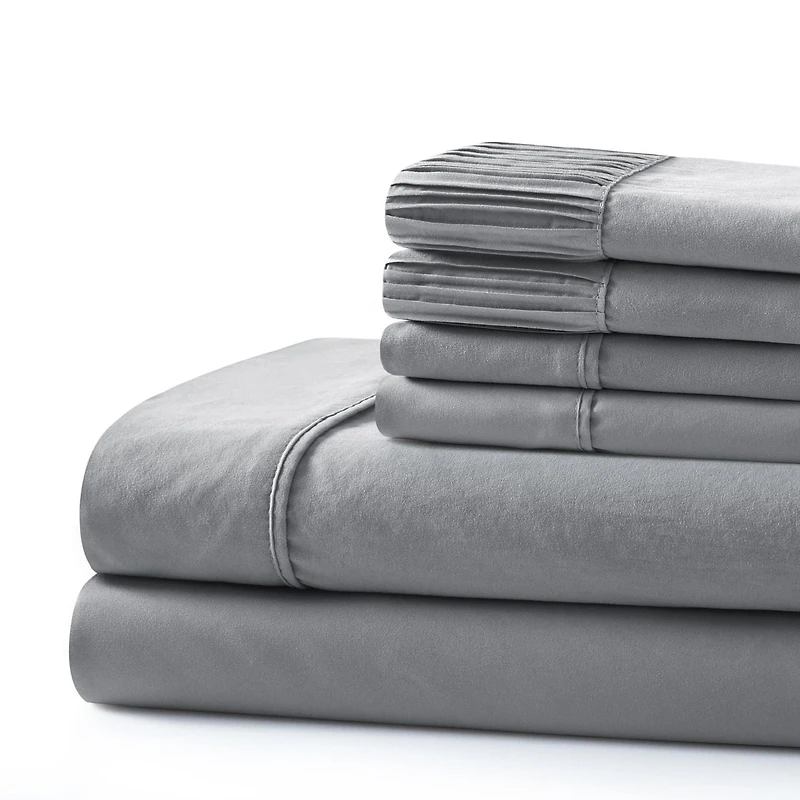 Literie Marina Decoration, draps toutes saisons, ultra doux, soyeux et à poches profondes, en rayonne de bambou, couleur gris