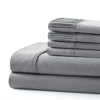 Literie Marina Decoration, draps toutes saisons, ultra doux, soyeux et à poches profondes, en rayonne de bambou, couleur gris