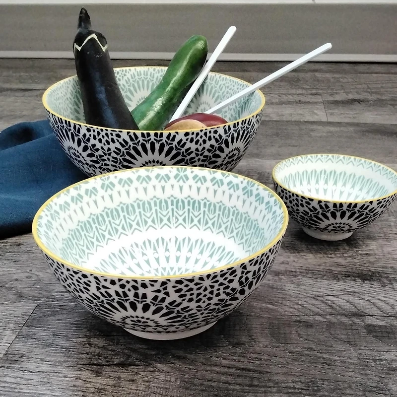 Paisley Bleu 3 Piece Bowl Set, 20cm, 15cm and 10cm