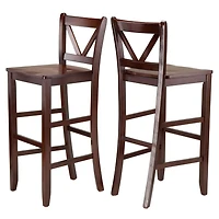 Table haute ronde Fiona 3 pièces avec 2 tabourets de bar à dossier en V de Winsome - 94385