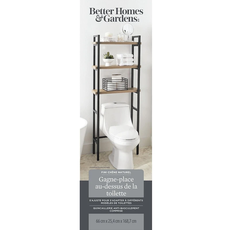 Better Homes & Gardens Jace Over-the-Toilet Bathroom Space Saver, Natural Oak Finish