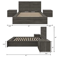 James 4-Piece Bedroom Set with Bed, Headboard and 2 Nightstands