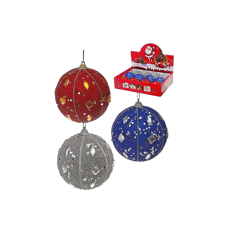 Noël 10 Cm Ornements Gemmes Perlées - Ensemble De 12