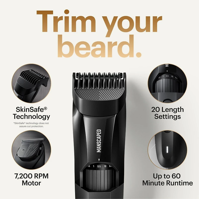 MANSCAPED® The Beard Hedger™ - Premium Men's Beard Trimmer with Beard Comb, Beard Trimmer