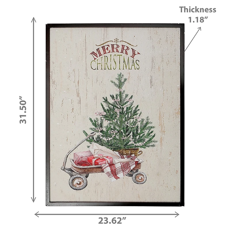 Recycled Paper Framed Wall Art (Tree On Wagon)