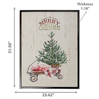 Recycled Paper Framed Wall Art (Tree On Wagon)