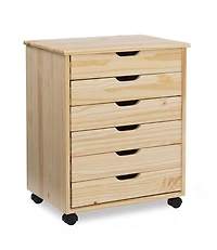 Craydon Six-Drawer Wide Roll Cart, Natural