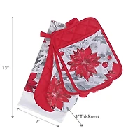 Christmas 5 Pc Kitchen Set Red Poinsettia