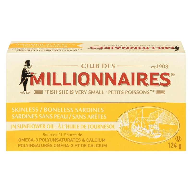 Millionnaires Skinless/Boneless Sardines in Sunflower Oil 124g