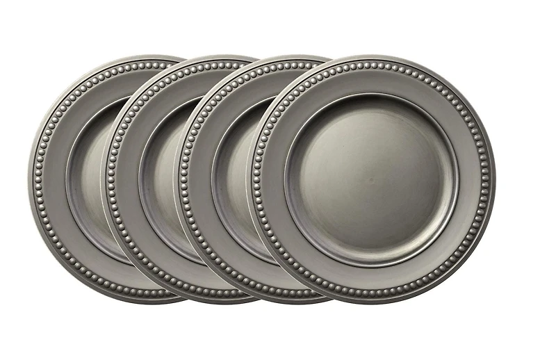 Assiette de presentation 33cm Holiday Time de gris -Pack de 4