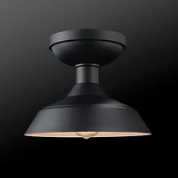 Globe Electric Kurt 1-Light Outdoor Indoor Metal Flush Mount Ceiling Light, Matte Black, 44677