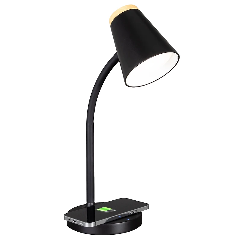 Lampe de bureau LED Gleam avec charge sans fil, ClearSun, noire, vente au détail
