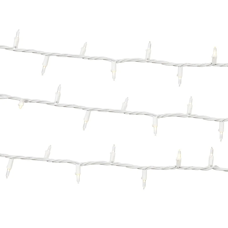 Mini guirlandes de Noël lumineuses dotées de 100 ampoules à incandescence de 19,2 pieds, transparentes, avec fil blanc Holiday Time Espace entre les ampoules de 3,25 po (8,2 cm)