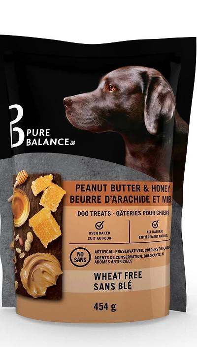 Peanut Butter & Honey Dog Treats. All Natural, Wheat Free, Oven-Baked Dog Treats. No Artificial Preservatives, Colours Or Flavours