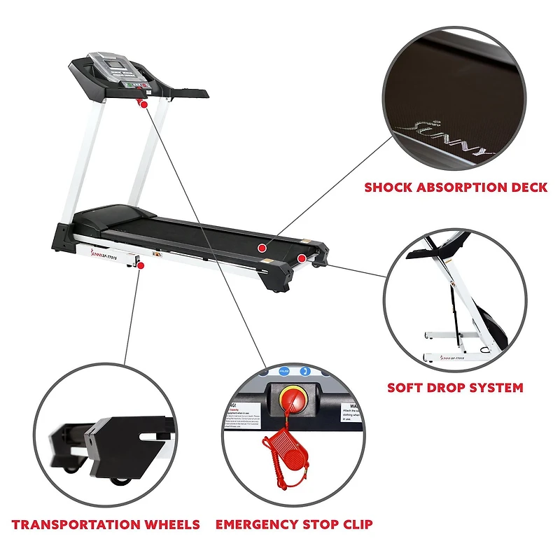 Tapis roulant intelligent avec inclinaison automatique SF-T7515 de Sunny Health & Fitness