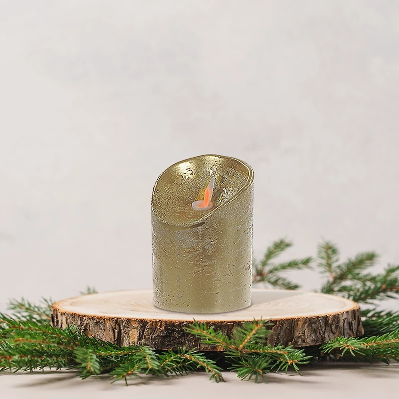 Led Sparkling Wax Candle (Gold) - Set of 2