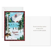 Image Arts French-Language Boxed Christmas Cards, Alpine Winter Fun (Pack of 28 Cards with Envelopes)